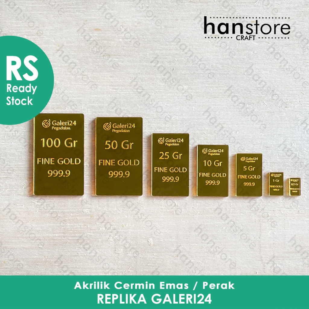 RS Replika GALERI24 PEGADAIAN 100 gr - 10 gr logam Mulia Emas untuk mahar / Dekorasi / Mahar / Seser