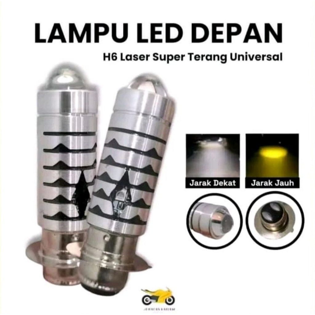 Lampu Utama Depan Motor LED H6 Laser Plus Senja Hi Low Putih Kuning Vario Old Jupiter Z Supra X 125