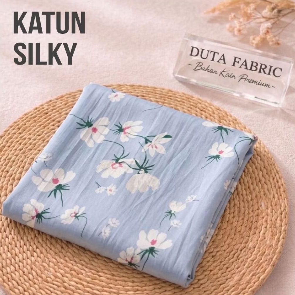 Kain Katun Silky Premium Motif Bunga Daisy Lebar 150cm (Harga Per 0,5)KYT