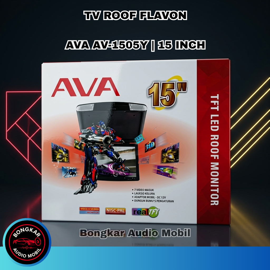 TV Plafon di Mobil 15 inch LED merk AVA, Kualitas Gambar Bagus