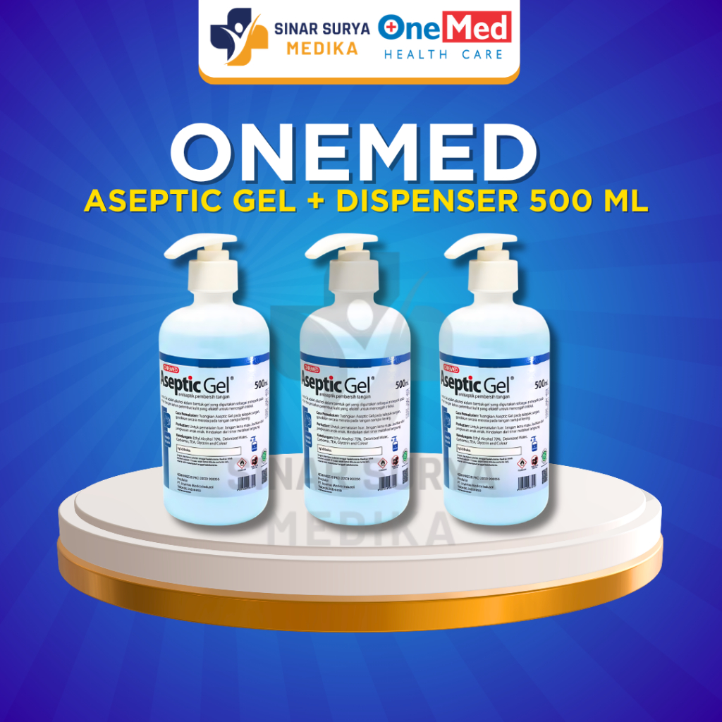 Aseptic Gel 500ml Onemed + Dispenser / Antiseptik Gel Onemed 500ml / Aseptic Gel Pump 500ml