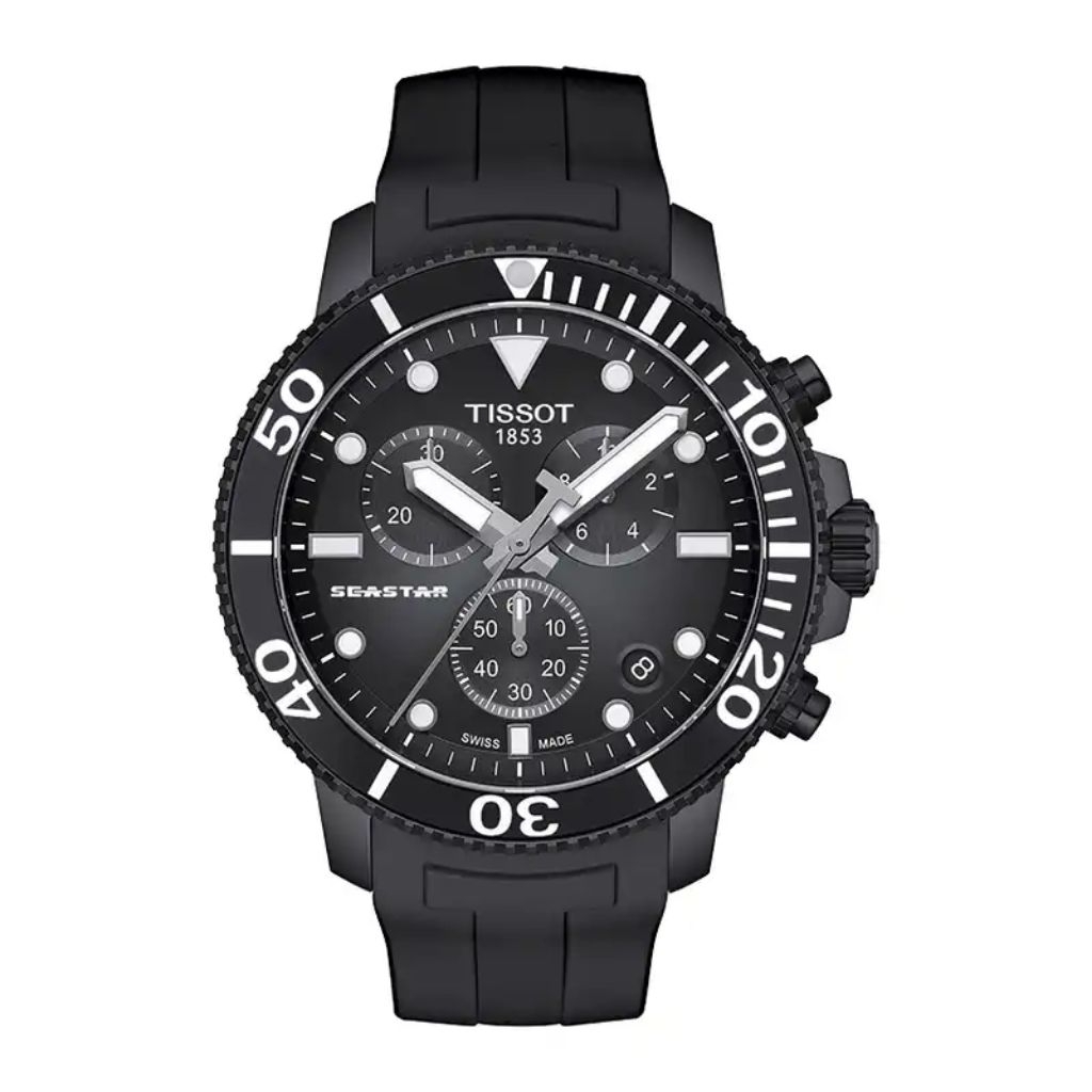 Original 100% Jam Tangan Pria Tissot Seastar 1000 Chronograph T120.417.37.051.02 Rubber Strap Swiss 