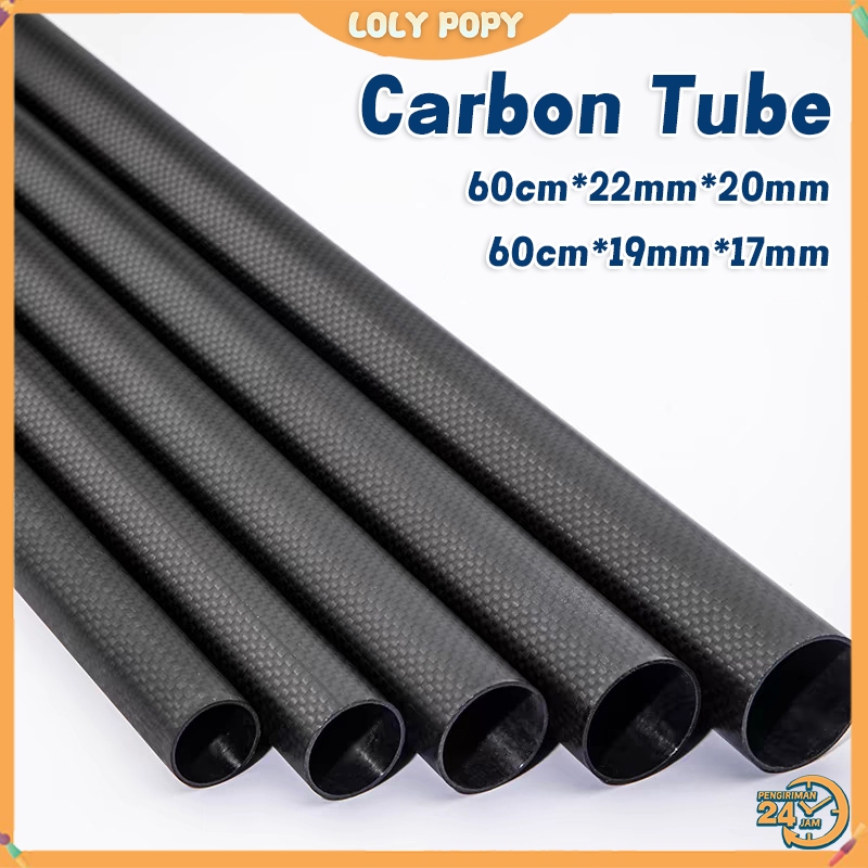 60cm Glossy Carbon Tube Pipa Karbon Diameter OD 22mm ID 20mm 3K 22x20mm