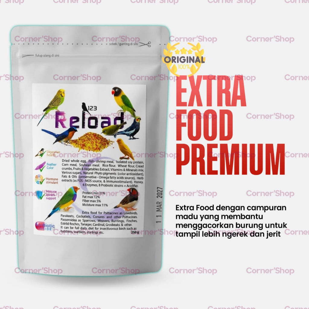 Reload By 123 EF Herbal Premium berkualitas - Nutrient Extra Fooding Burung Kenari Finch Gold Amadin