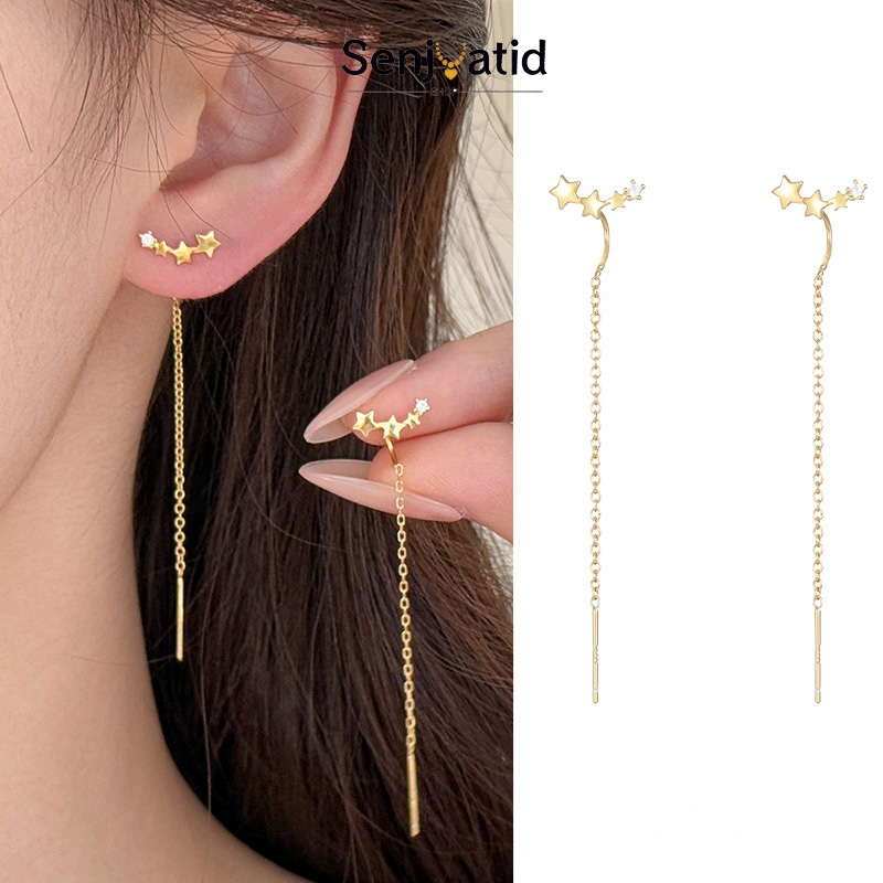 COD Anting Titanium Bintang Temperamen Mode Manis Anting Panjang Halus Serbaguna Anti Karat Untuk Wa