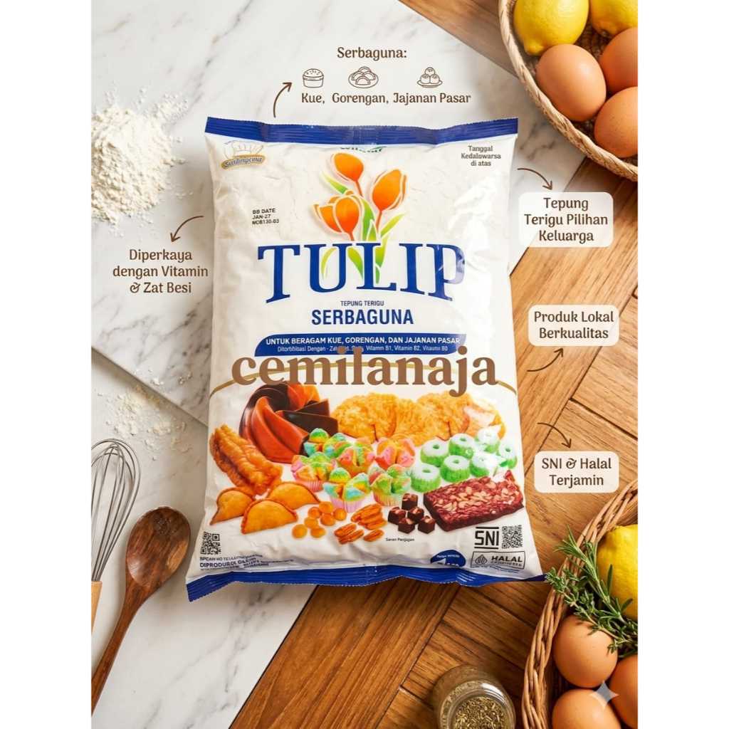 TEPUNG TERIGU PREMIUM KOMPAS TEPUNG TERIGU TULIP 1 KG BAHAN BAKING TOKO BAHAN KUE BANDUNG SEMBAKO MU