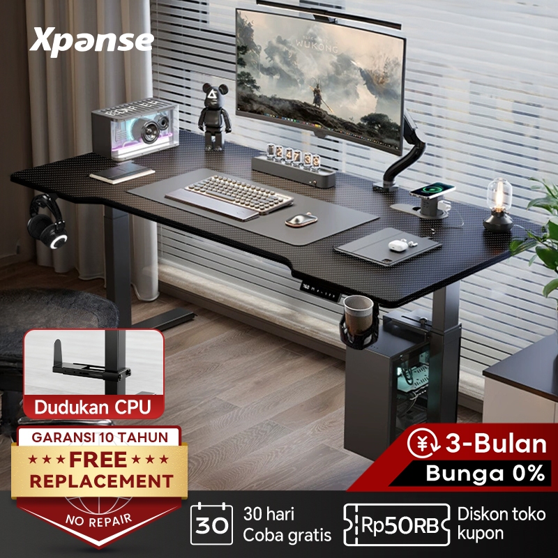 Xpanse Serat Karbo Meja Gaming Meja Kerja Elektrik Meja Belajar Meja Komputer Kantor Adjustable Desk