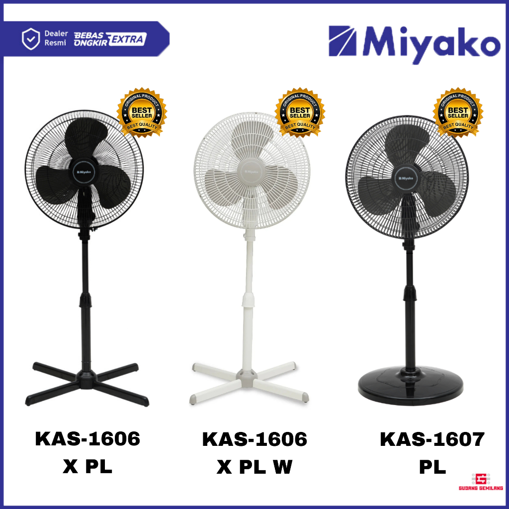 Kipas Angin Stand Fan 16 Inch Kipas Angin Berdiri Extra Strong Wind KAS-1606 X PL/W  MIYAKO