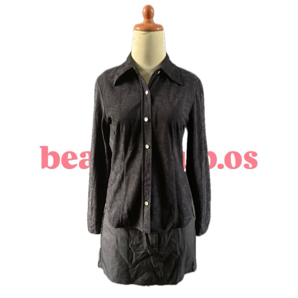 [ READY STOK ] Kemeja Wispie Hitam Beludru