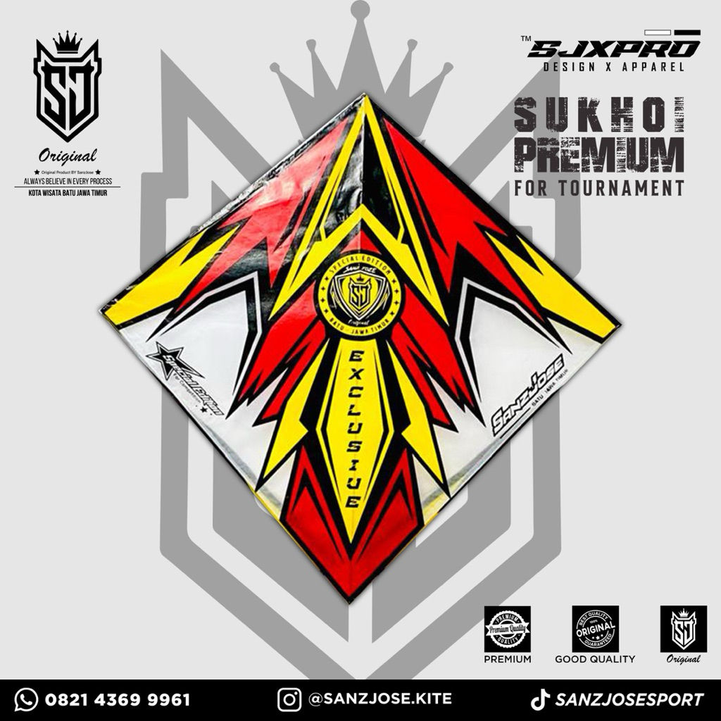 Layangan Sukhoi Tournament SANZ JOSE EXCLUSIVE 3 Warna Spesial Edition