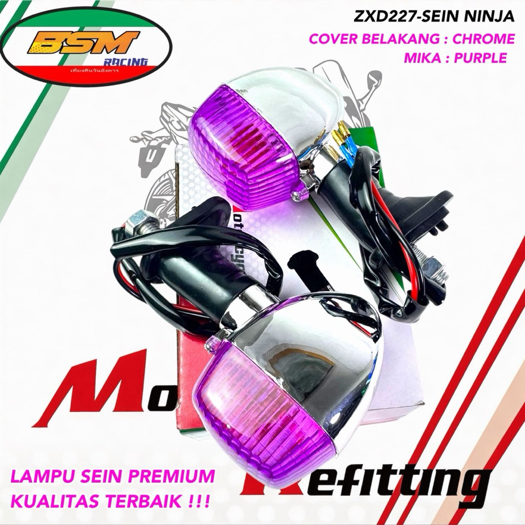 BSM Motoparts Lampu sein LED sepeda motor Ninja R Ninja RR Ninja SS Warna purple
