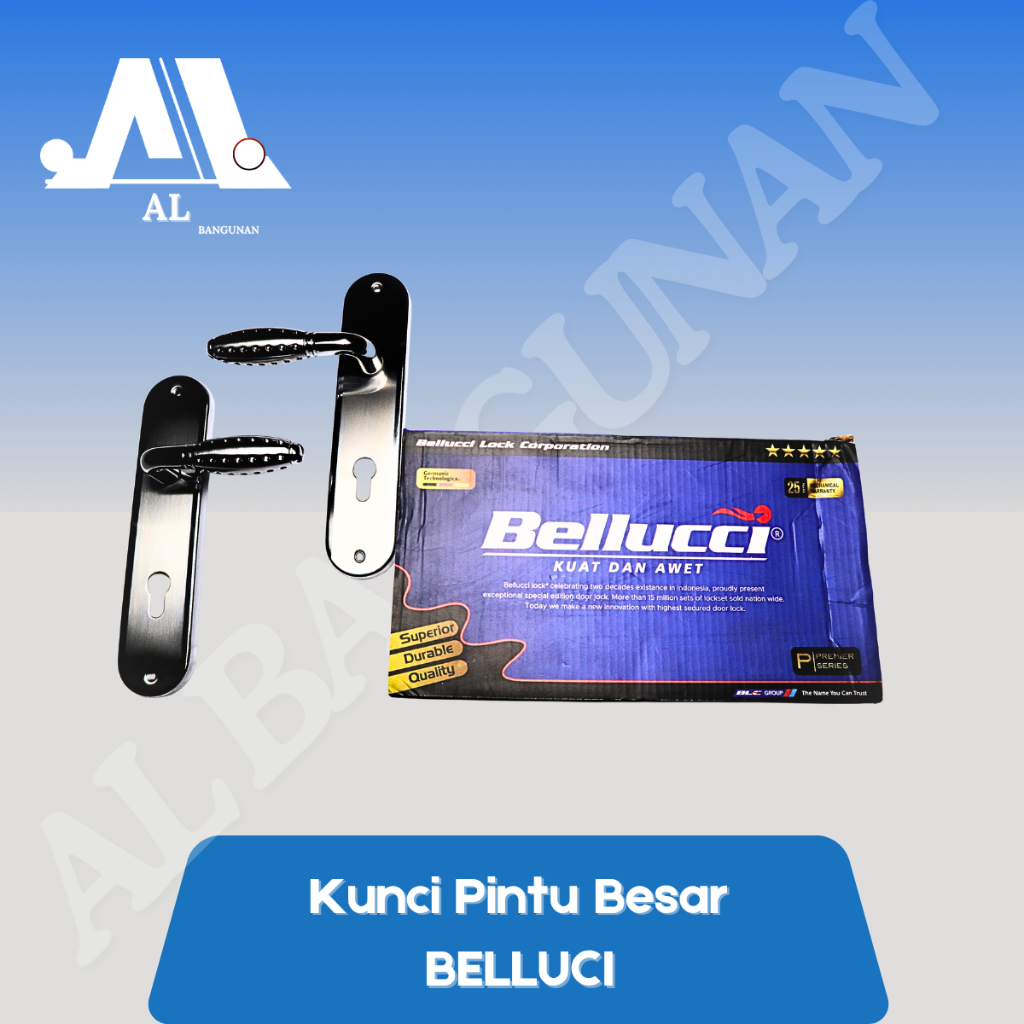 Handle Kunci Pintu Besar BELLUCCI Set Gagang Pintu Rumah Dua Susun Body Kunci Anti Karat