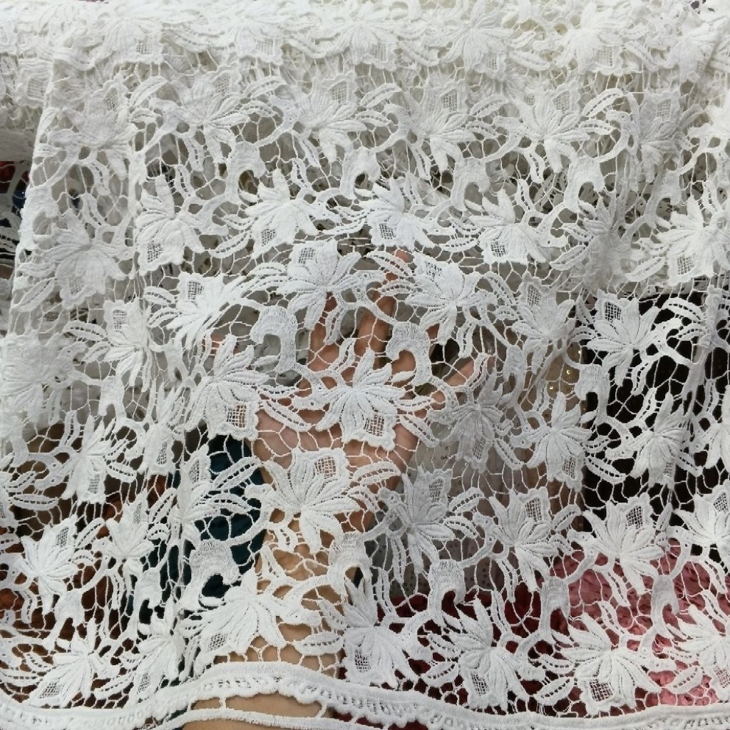 [Harga/0,5m] bahan kain prada katun - kain brokat prada lace - kain brokat prada - prada motif bunga