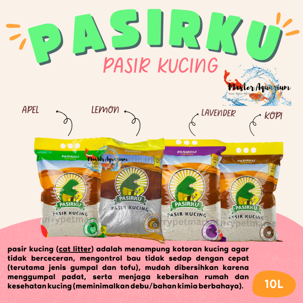 KHUSUS EKSPEDISI - PASIR KUCING PASIRKU 10LITER kopi PASIR KUCING PASIRKU 10LITER apel PASIR KUCING 