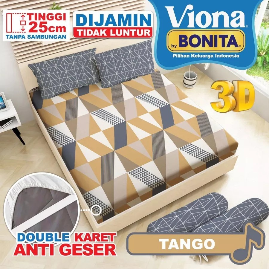 Sprei Bonita Viona Motif Tango King Size 180x200cm Tinggi 25cm Double Karet