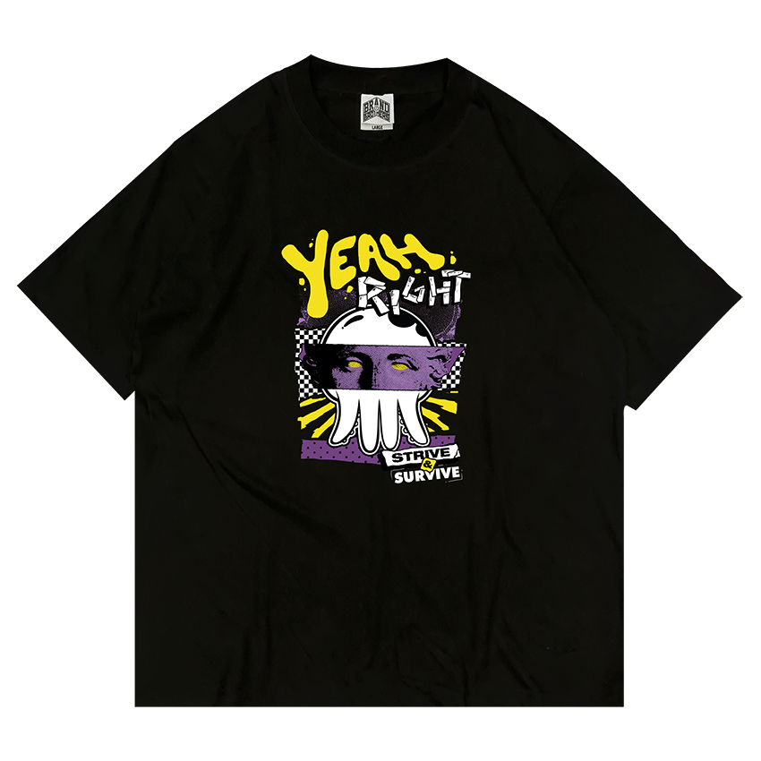YEAH RIGHT Disdemilo T shirt Black - Kaos Hitam Cotton Combed 24s Unisex