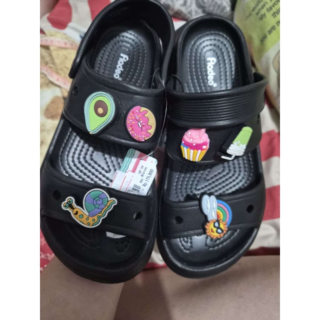 SANDAL ANAK PEREMPUAN FLADEO HITAM UK 32/33 NEW SANDAL ANTI SLIP SANDAL KARET