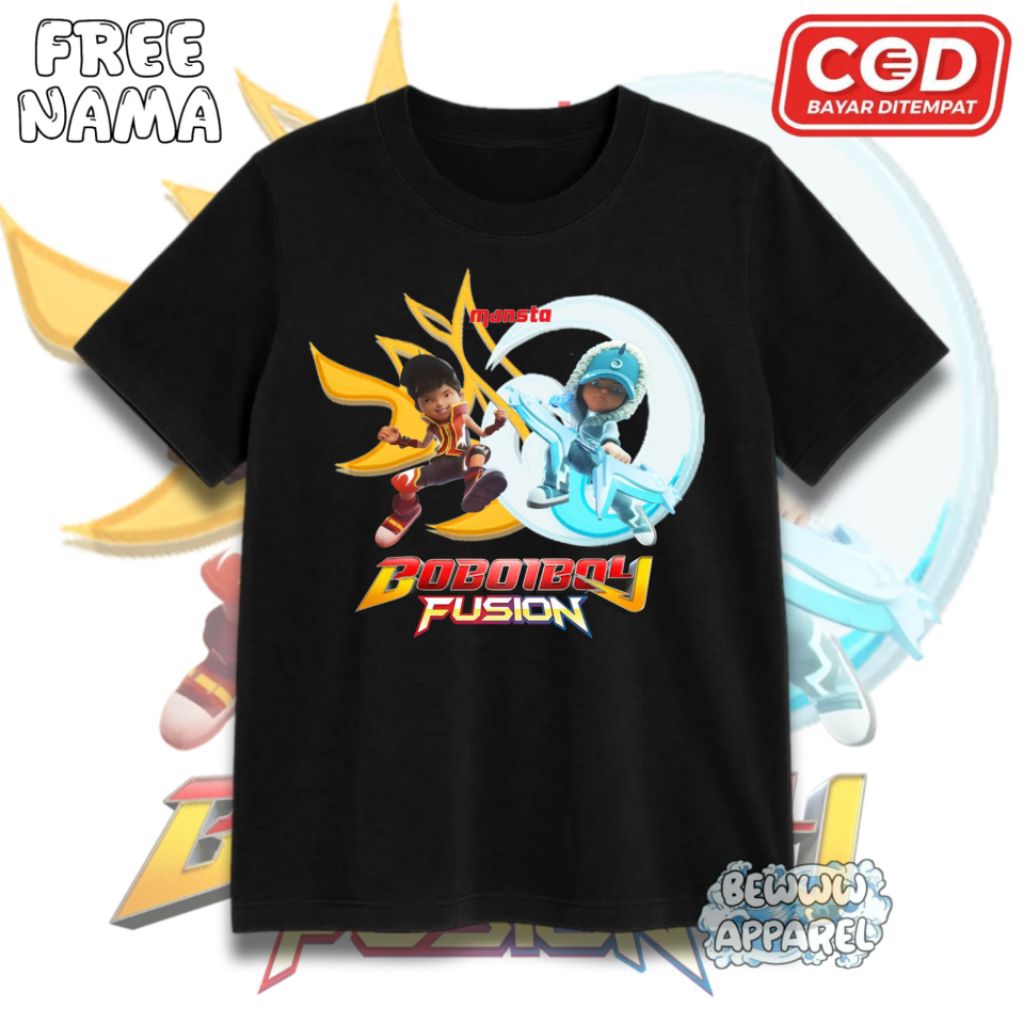 Kaos Anak Boboiboy Fusion- Baju Kaos Anak Unisex Boboiboy Fusion - Kaos Anak Free Nama