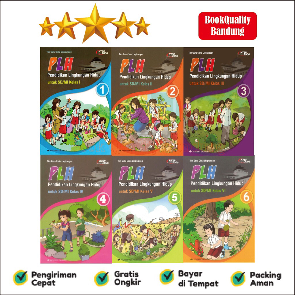 Buku Pendidikan Lingkungan Hidup PLH Sd Kelas 1,2,3,4,5,6 erlangga