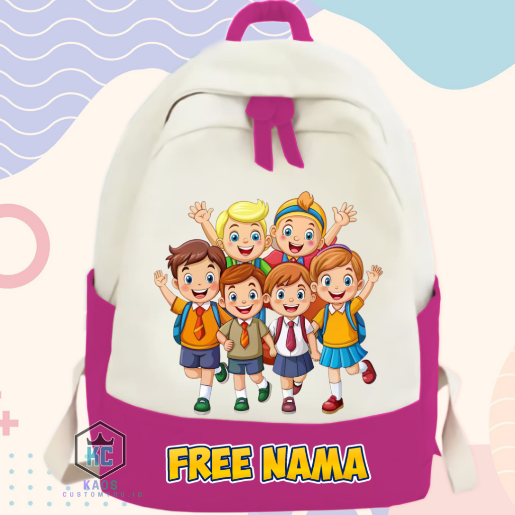 Tas Sekolah Anak Gambar Ayo Sekolah Free Custom Nama