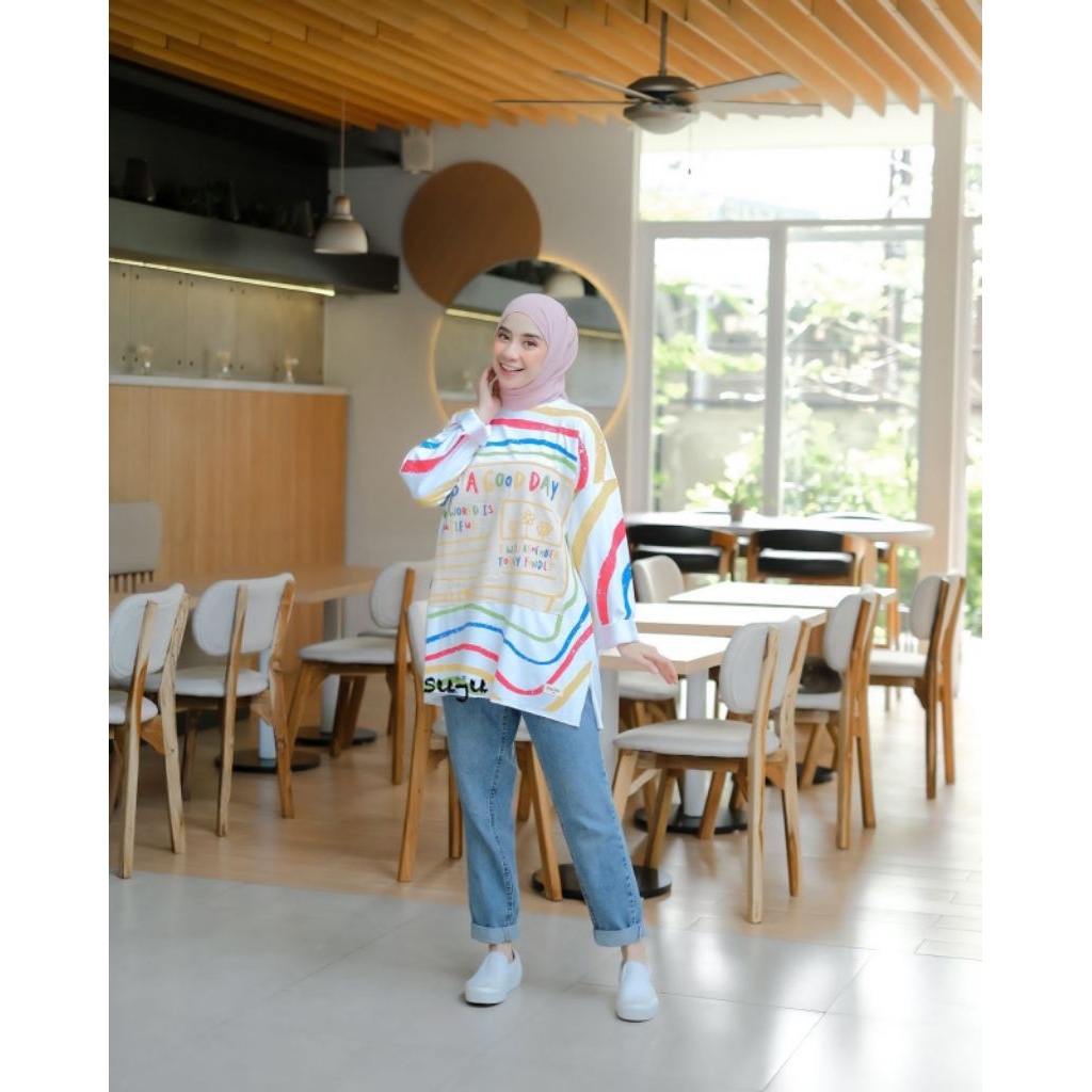 Atasan Kaos Suju Cotton tee Atasan Wanita Lengan Panjang