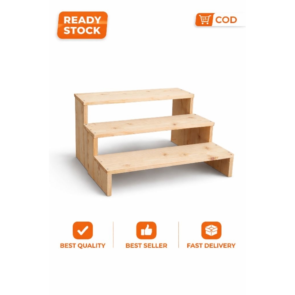 Rak Kayu 3 Susun Minimalis | Rak Display Meja Estetik | Rak Bumbu / Organizer Serbaguna