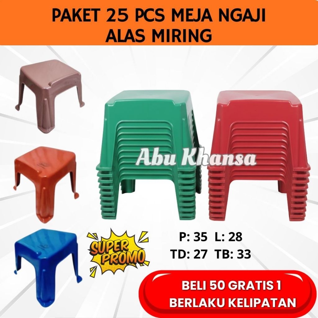 Paket 25 Pcs Meja Ngaji Plastik Grosir Lekar AlQuran Bangku Ngaji Meja Belajar