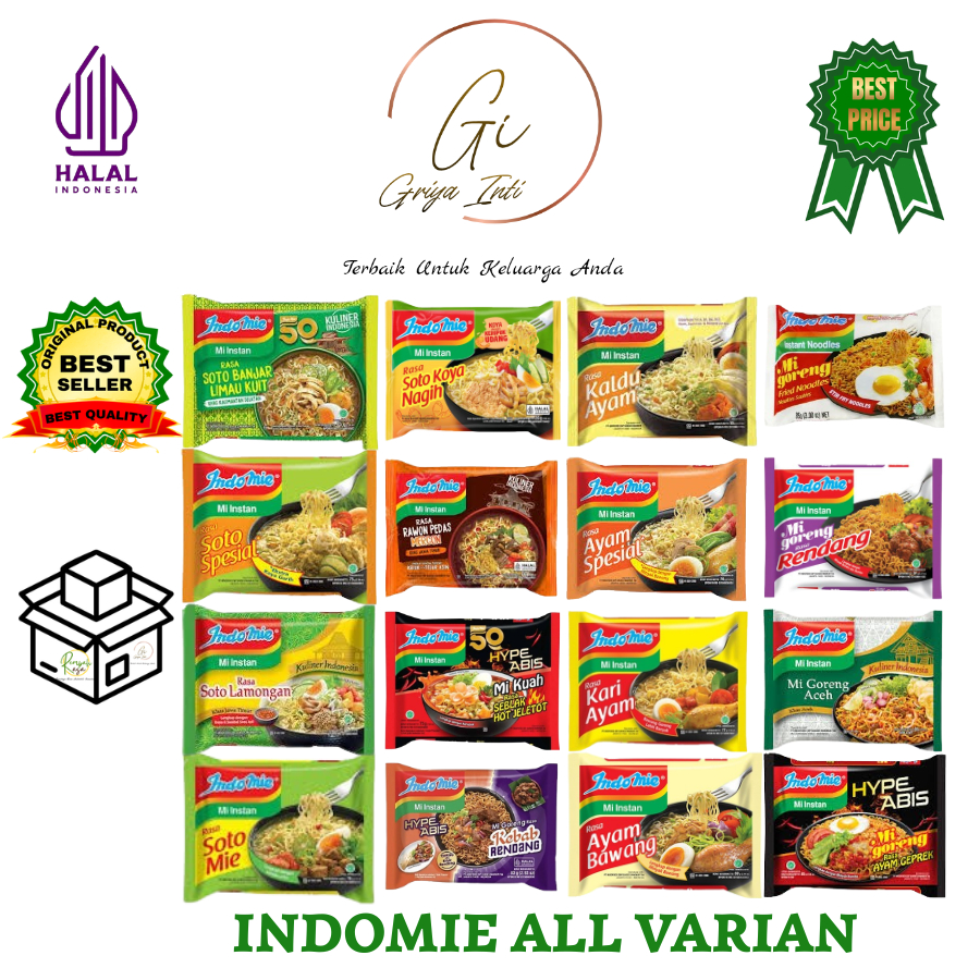 Indomie Mie Instan All Varian - Mie Goreng & Kuah Lengkap - Eceran / Grosir - Packing Aman Toko Griy