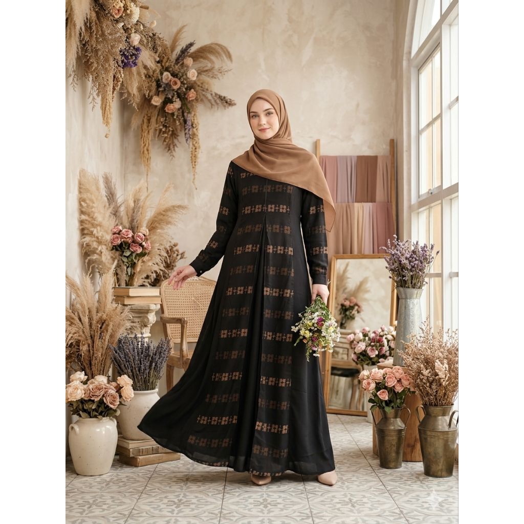 GEAH gamis Jetlblack kombinasi motif by. gress