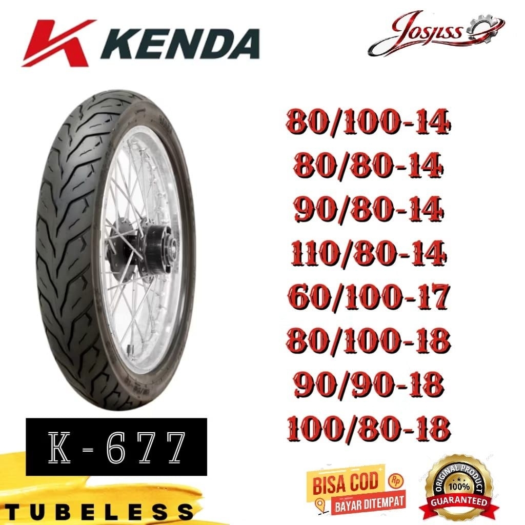 BAN KENDA TUBBELES 80/100 80/80 90/80 60/100 90/90 100/80 RING 14 RING 17 DAN RING 18 (K677) Origina