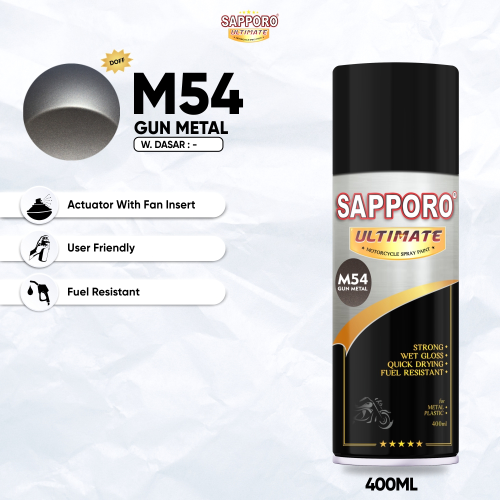 Sapporo Ultimate M54 Gun Metal / Sapporo Ultimate / Cat Semprot / Cat Aerosol Terbaik / Sapporo Spra