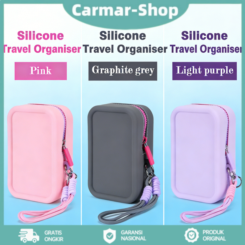 Tas Penyimpanan Kosmetik Silikon Makeup Pouch Anti Air Tas Penyimpanan Charger Silikon Tas Kosmetik 