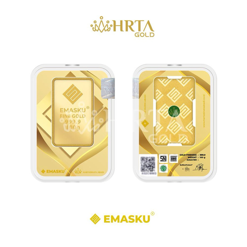 LM EMASKU HARTADINATA 100gr 100 gr 100gram 100gram LOGAM MULIA 999.9 FINE GOLD ORIGINAL