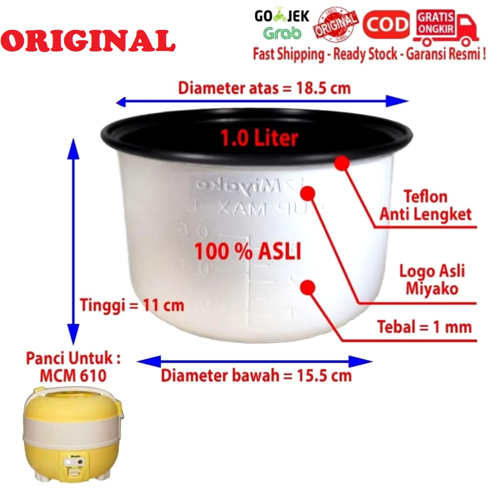 Teflon Panci Magicom Miyako 1 Liter