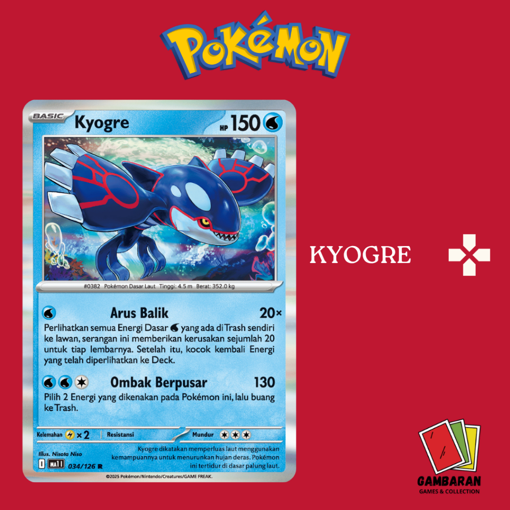 Kyogre R 034/126 MA1 Kartu Pokemon Indonesia TCG