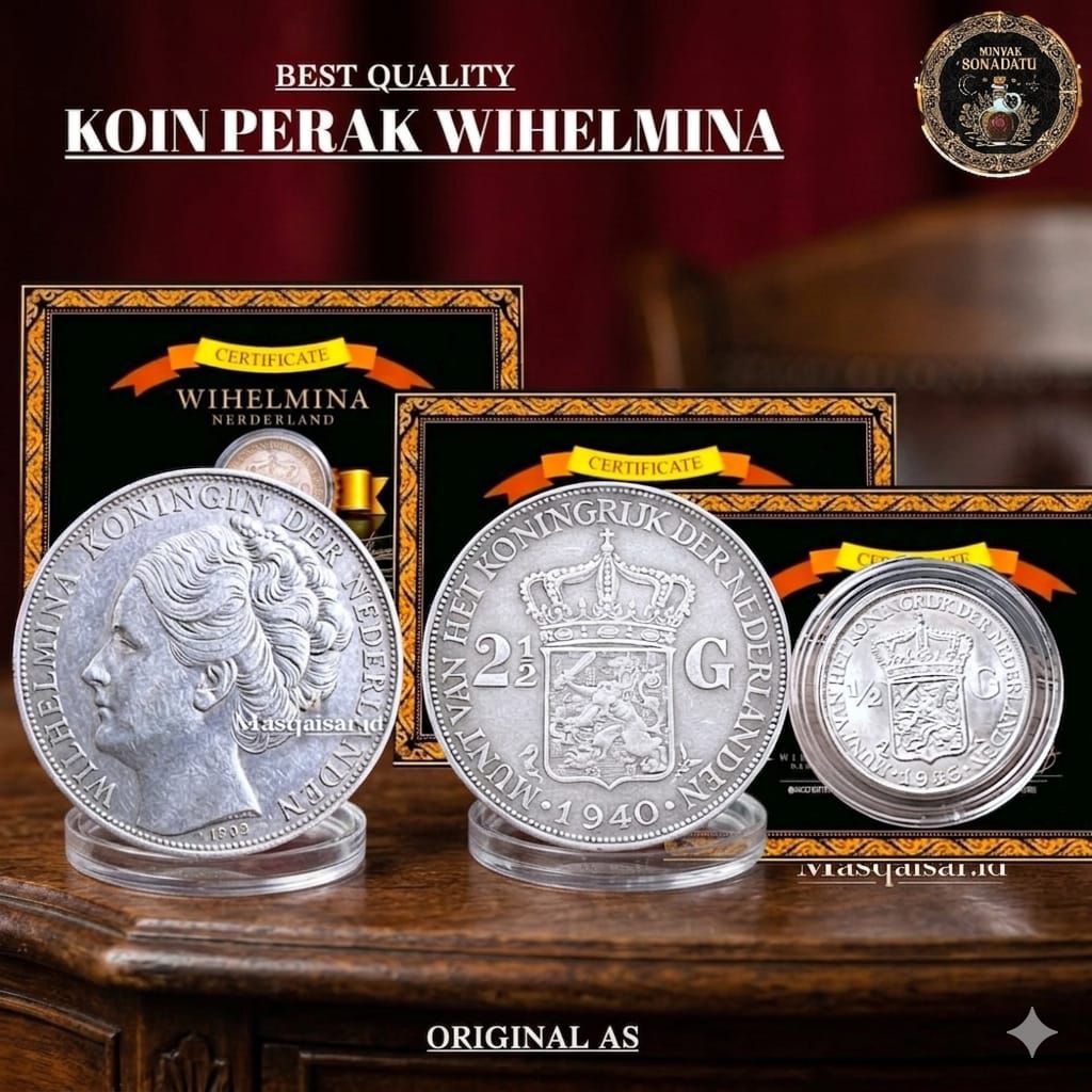 ( 3PCS ) Koin Wihelmina Nederland 2/½ Gulden - Koin Wihelmina Nederland 1/2 Gulden Best Quality Kole