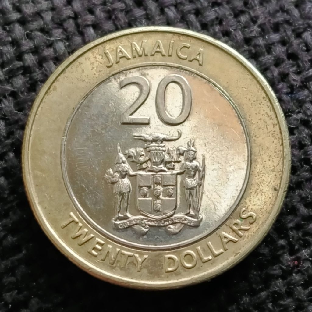 Koin Kuno Jamaica Bimetal 20 Dollar