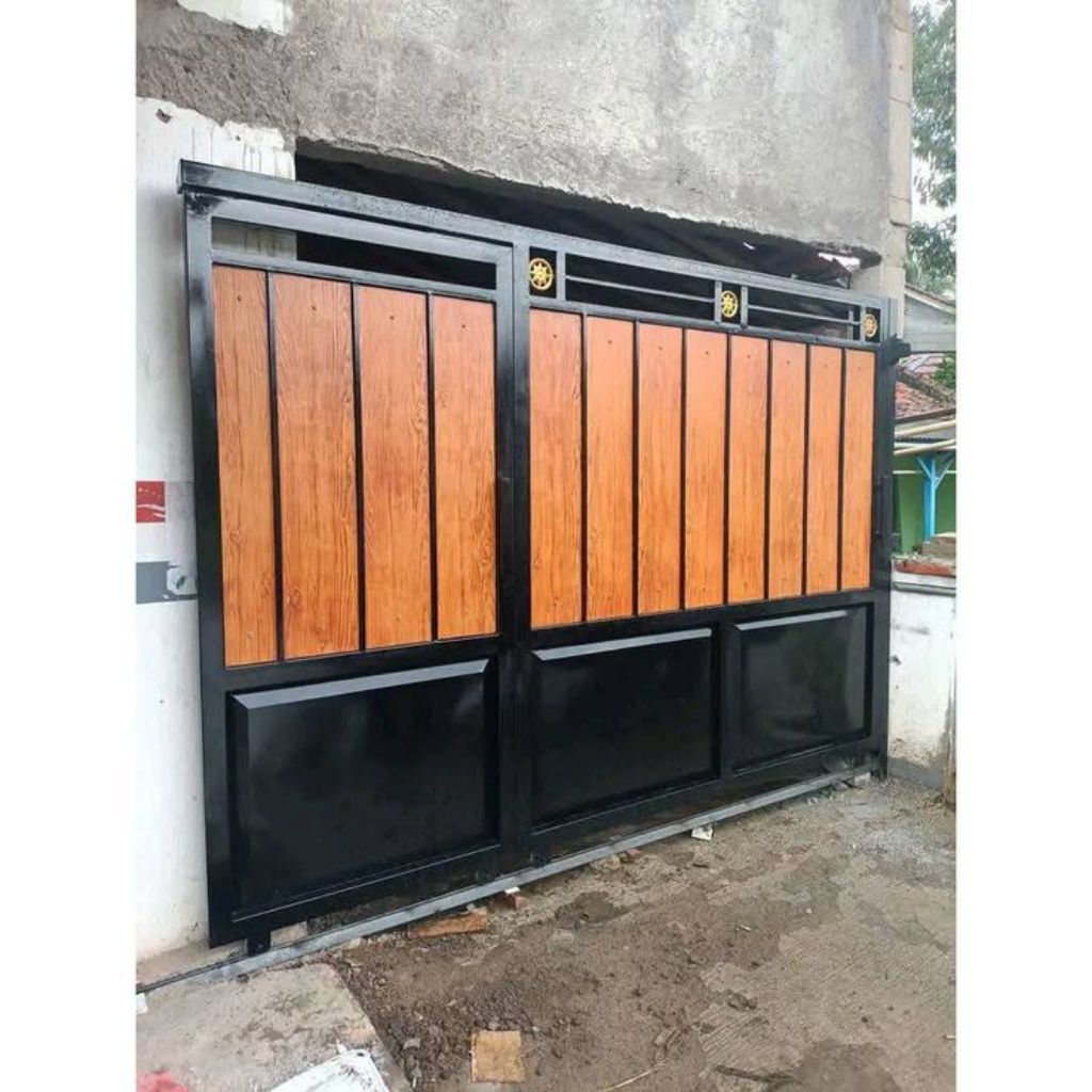 pagar minimalis GRC motif kayu