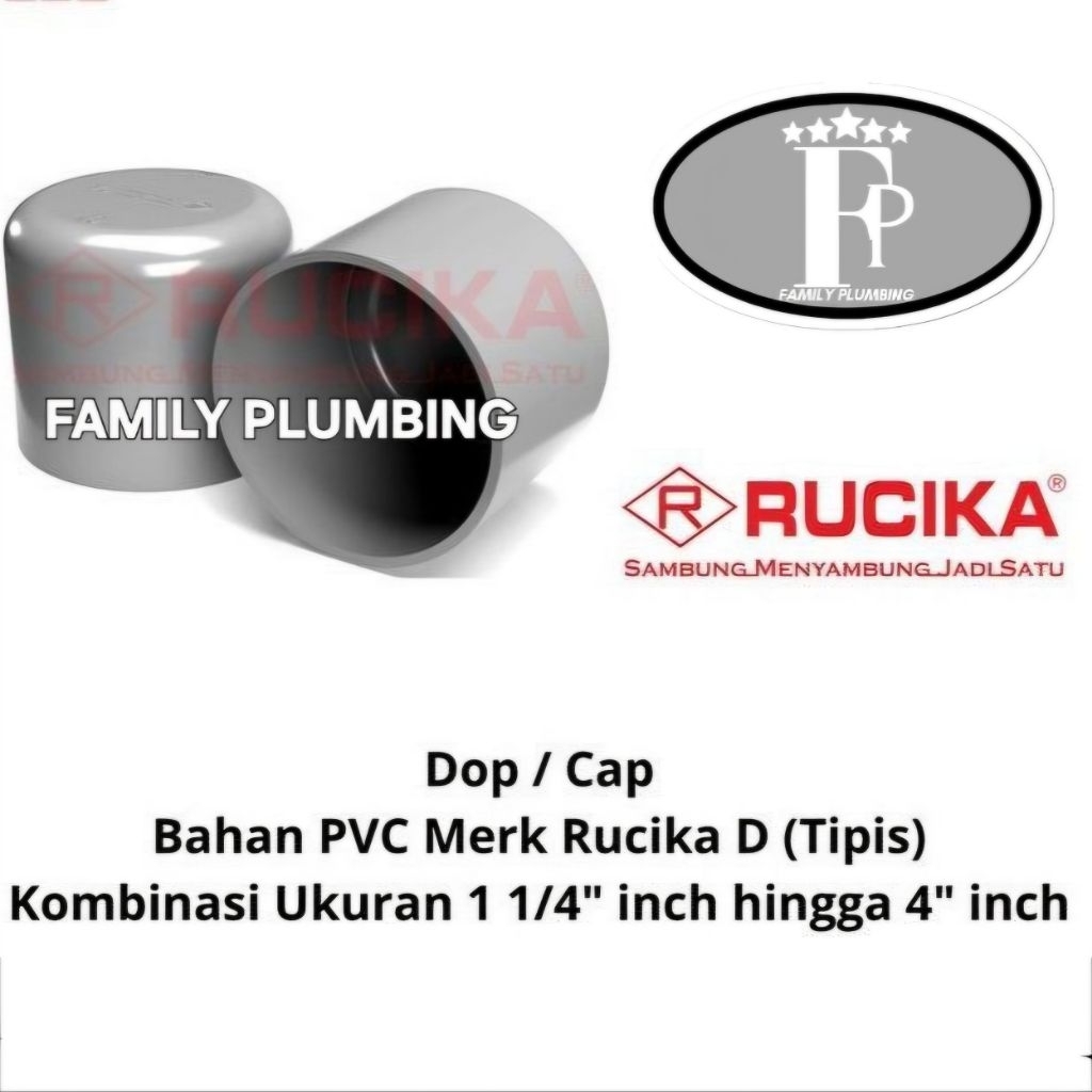 DOP PVC 2" 2 INCH D RUCIKA CAP (D)DOP PLUG TUTUP PIPA PRALON PARALON POLOS  PVC DN50 2" 2INCH 2 INCH