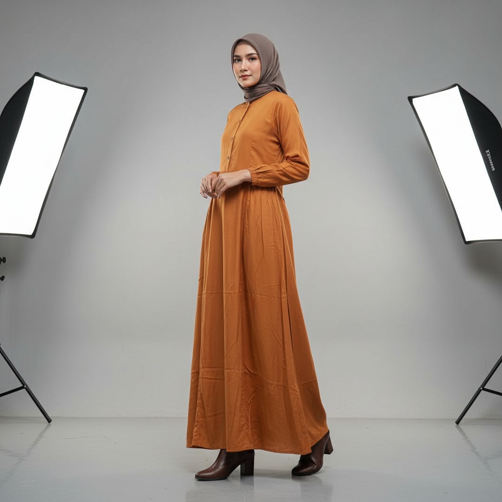 Gamis Amanda Ashfa polos rayon twill premium