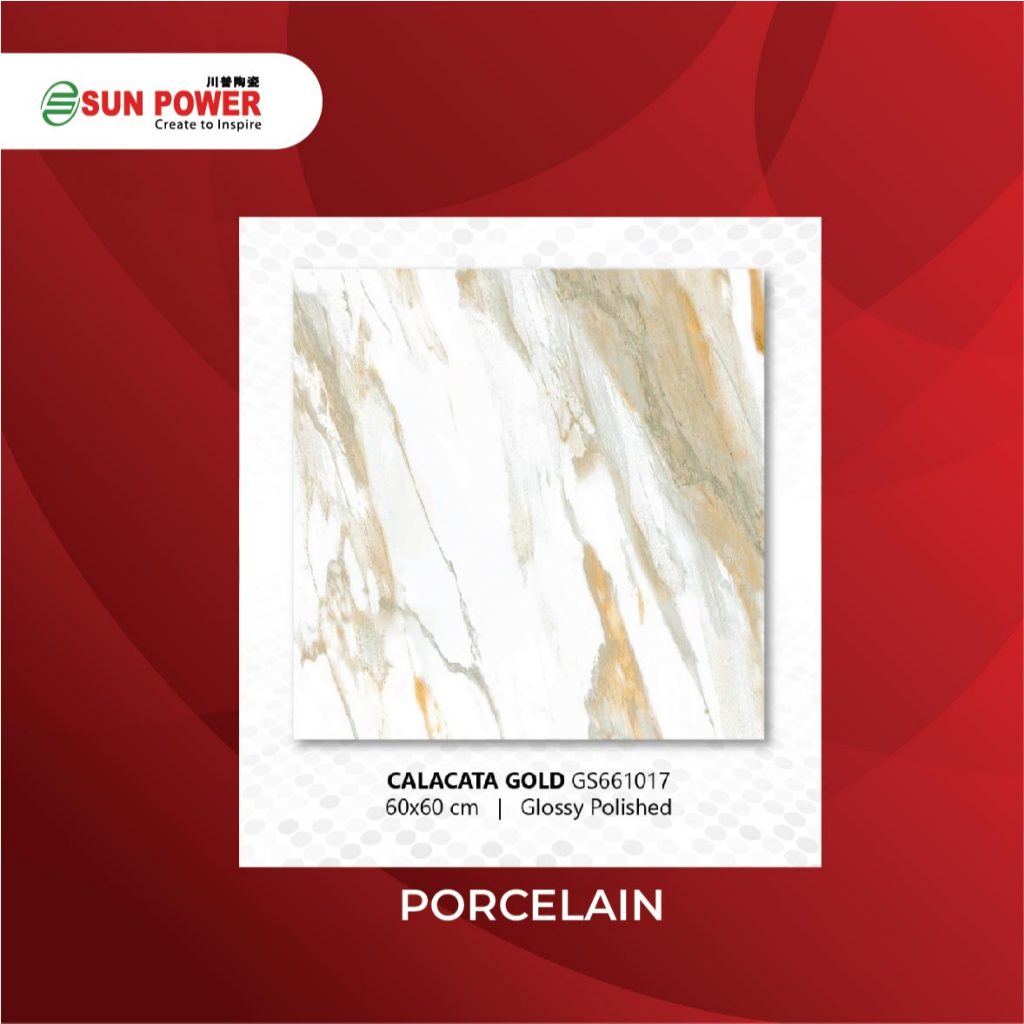 SUN POWER Calacata Gold 60x60 | 120x60 Glazed Polished - Granit Tiles Lantai & Dinding Sun Power Cer