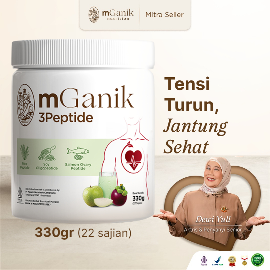 mGanik 3Peptide 330gr Suplemen Jantung Kardiovaskular Alami Rasa Apel Manggis - Makassar