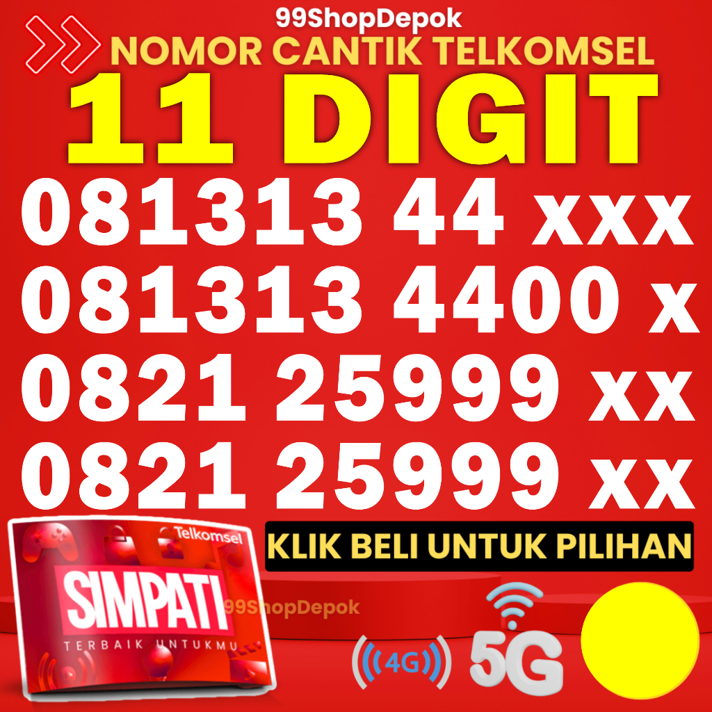 Kartu Perdana Nomor Cantik Telkomsel Simpati 11 Digit - Nomer Cantik Telkomsel 11 Digit - No Cantik 