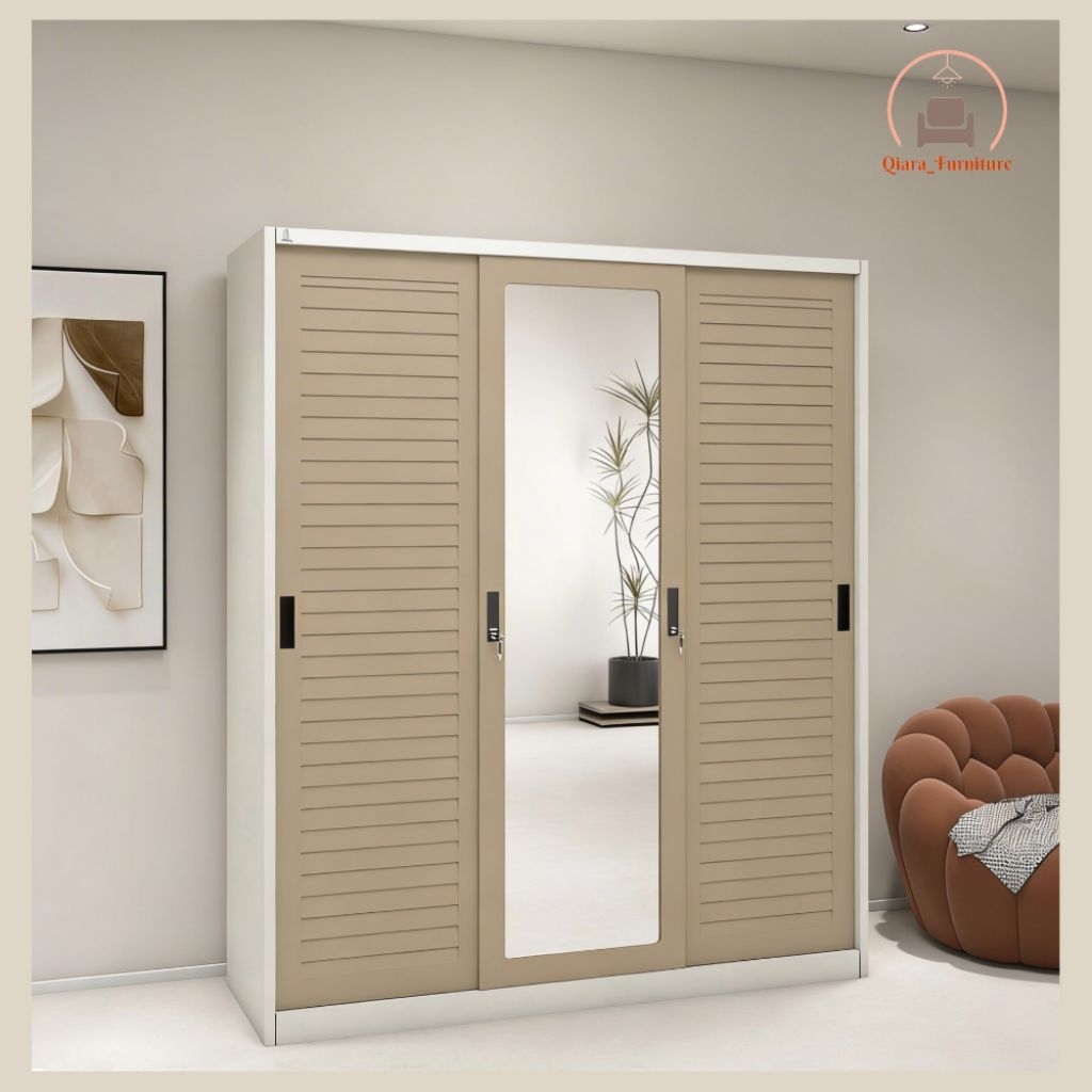 Lemari Pakaian Besi 3 Pintu OSWS 3P Jalusi - Olymsteel