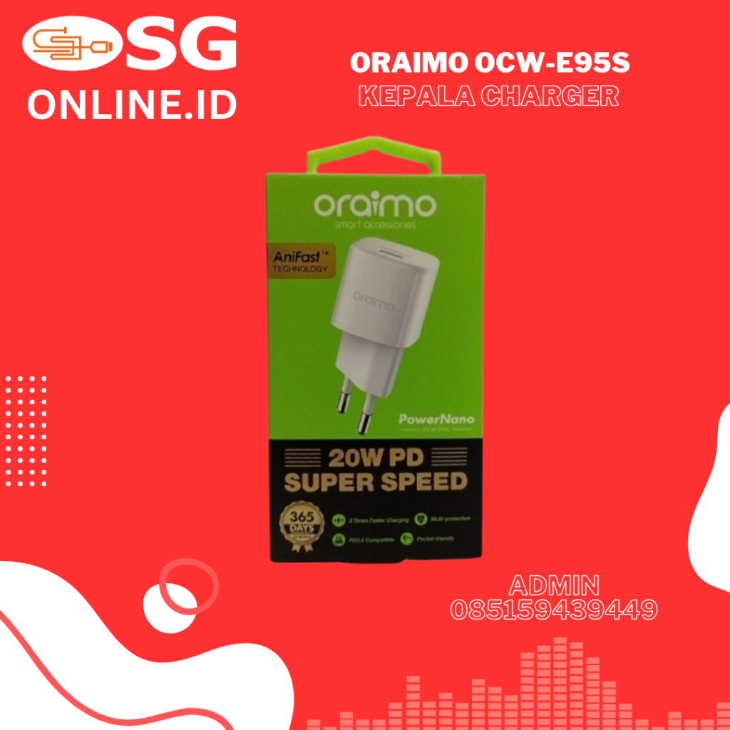 ORAIMO OCW-E95S Power Nano 20W PD Super Speed Anifast Technology
