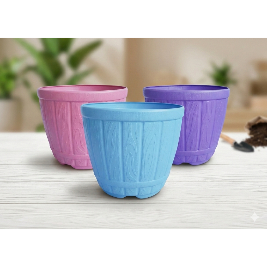 [3 PCS] POT BUNGA PLASTIK Warna Warni/ Pot Groot 135/ POT TEBAL Warna warni