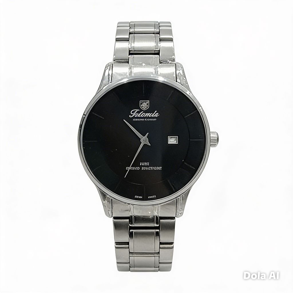 Jam Tangan Tetonis 6606 Rantai Silver Dasar Hitam Kaca SAPPHIRE  Diameter 4cm