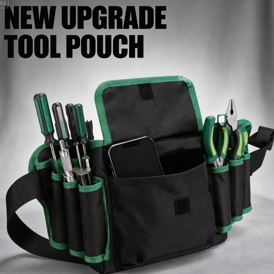 Tas Toolkit Pinggang Teknisi AC Listrik Tukang Bangunan Sabuk Perkakas Multifungsi SHOCKERS