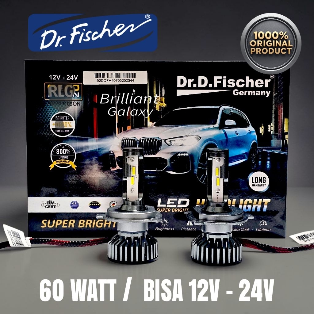 Glx1 * Dr.D. Fischer Original - Lampu LED Putih 60Watt 12V 24V - H4 / H7 / H11