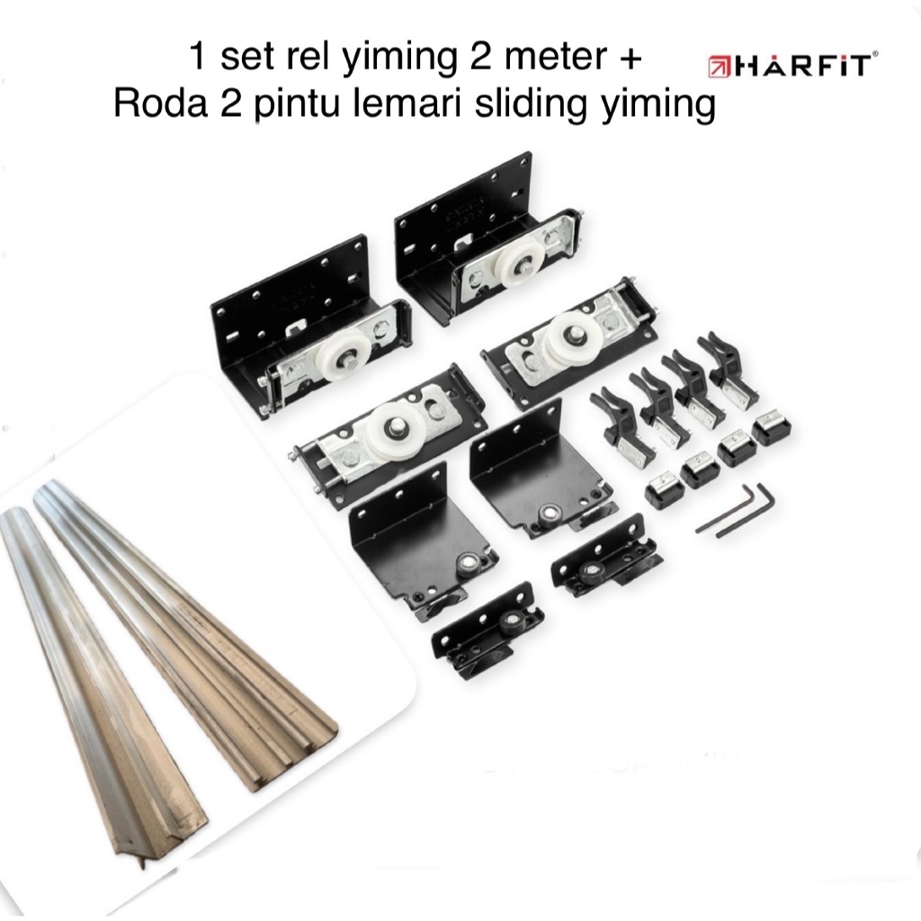 SLIDING DOOR YIMING 2 DOOR HARFIT PINTU LEMARI +  SLIDING TRACK YIMING MF 2 meter ATAS BAWAH HARFIT